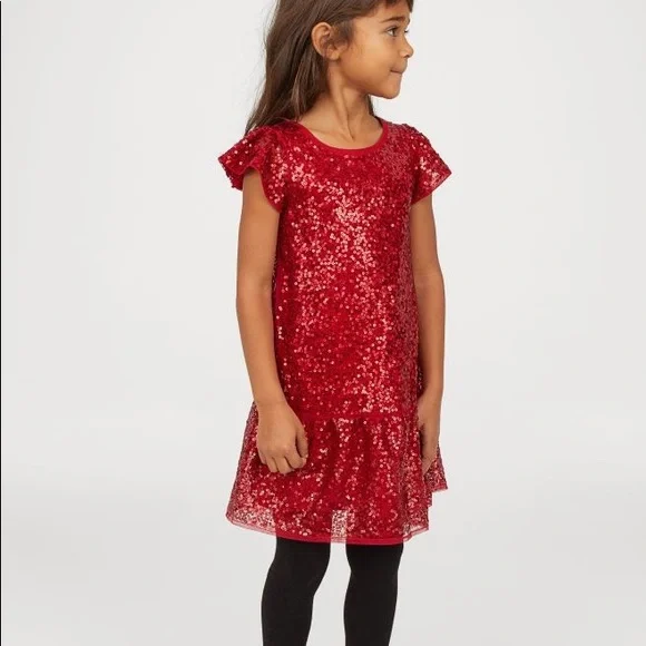 Red sequin dress kids hotsell